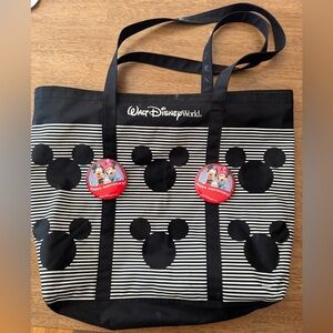 Disney black and white tote bag plus Bonus two anniversary pins
